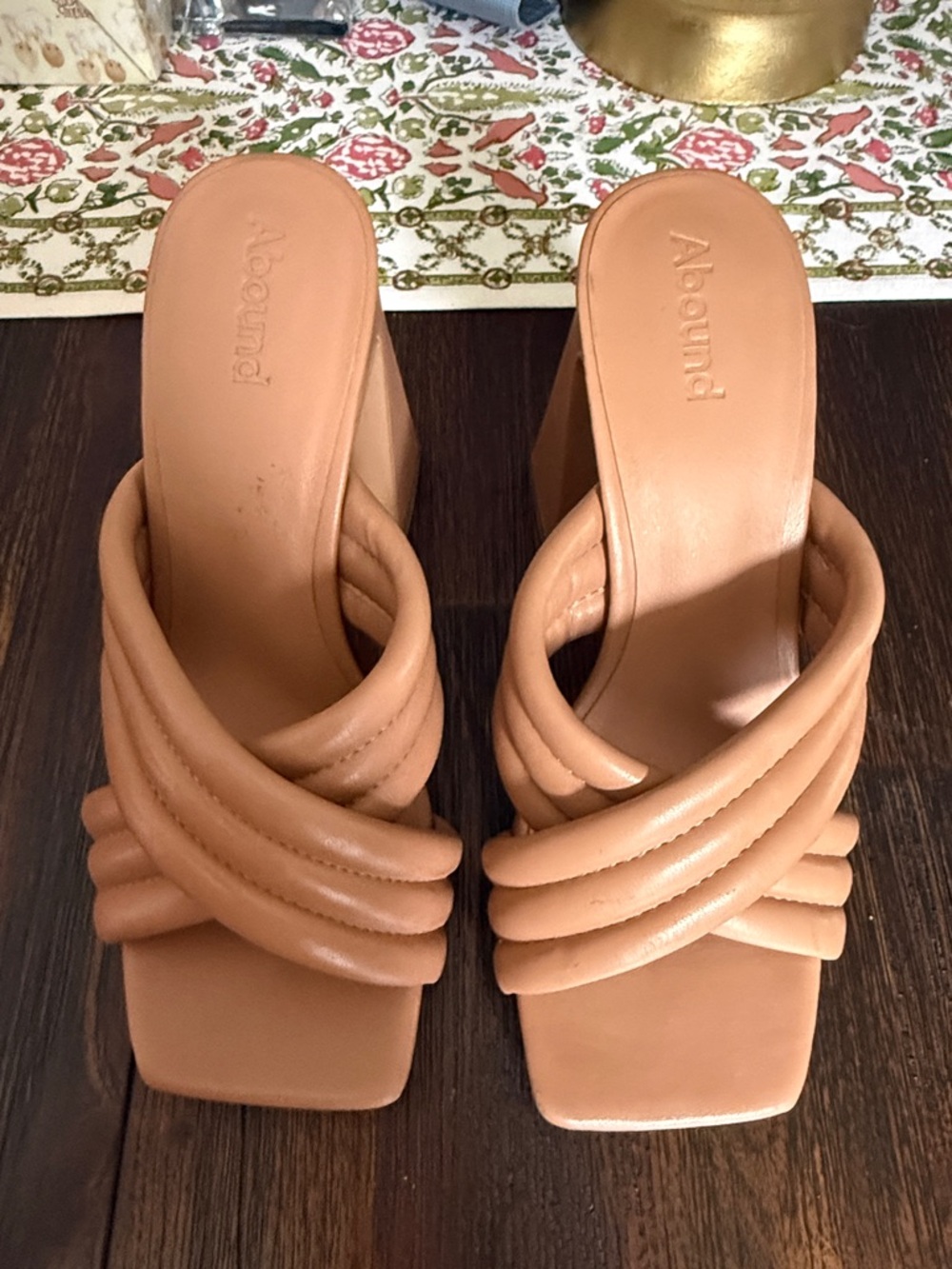 Abound Cognac Braided-Strap Block Heel Mules